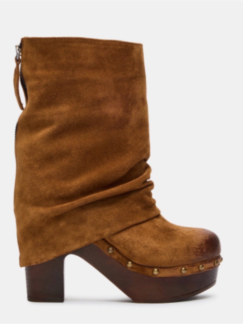 Women's Tan Suede Slouch Clog Boot